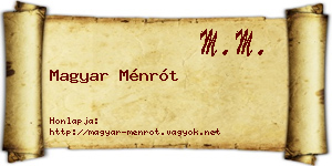 Magyar Ménrót névjegykártya